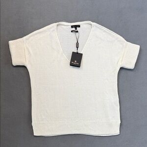 NWT Massimo Dutti Cream Knit Top XS Short Sleeves